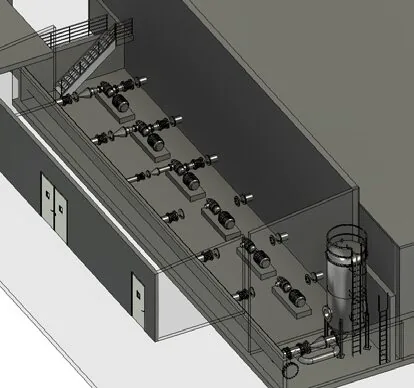 Modelo 3D de patín de proceso industrial