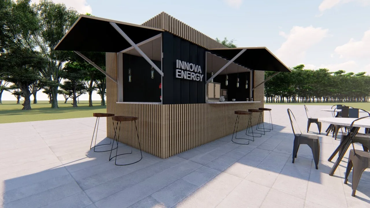Local comercial construido con contenedor marítimo Innova Energy